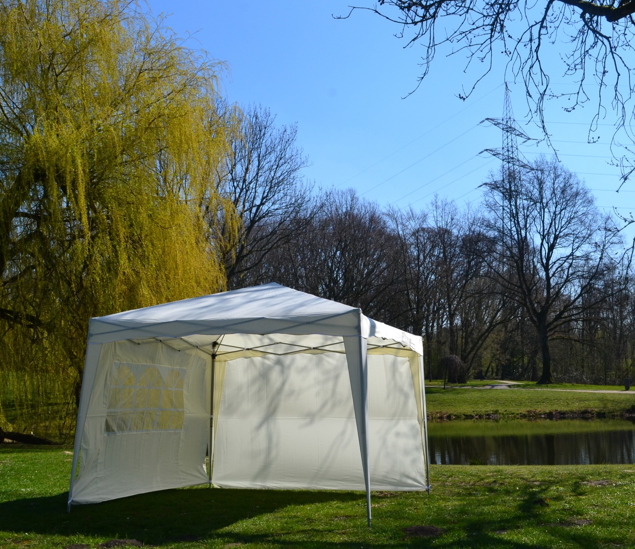 Faltpavillon 2x2m Klappzelt Gartenzelt Popup 100%Wasserdicht +2-Seitenteile Weiß