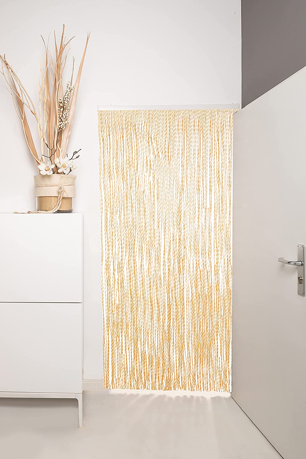 Türvorhang Fadenvorhang Gold/Weiß PVC Vorhänge Fliegenschutz 100% Made in Italia PVC Streifen
