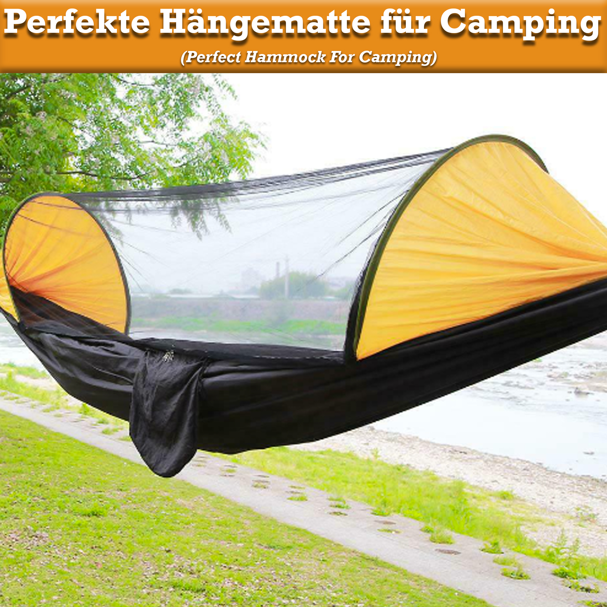 Hängematte mit Moskito Schaukel Atmungsaktiv Fallschirm für 2 Pers XXL Gr.: 250x120cm DF-HM-03