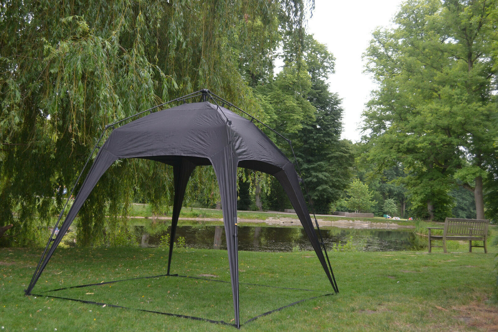 190 x 250 cm Campingzelt Outdoor Faltbar Pavillon Gartenzelt + 1 Seitenteile Tasche&Herrringe Blau oder Schwarz