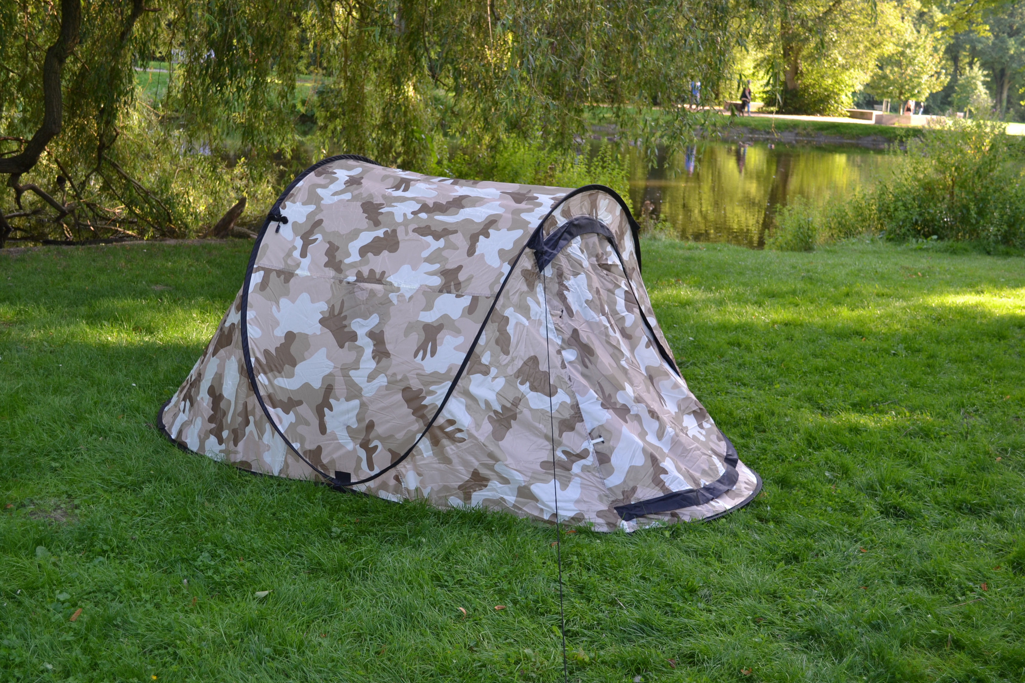 Wurfzelt Sekundenzelt 2-3 Person Outdoor Campingzelt Tent Pop Up 245x145x110cm Hell-Camouflage