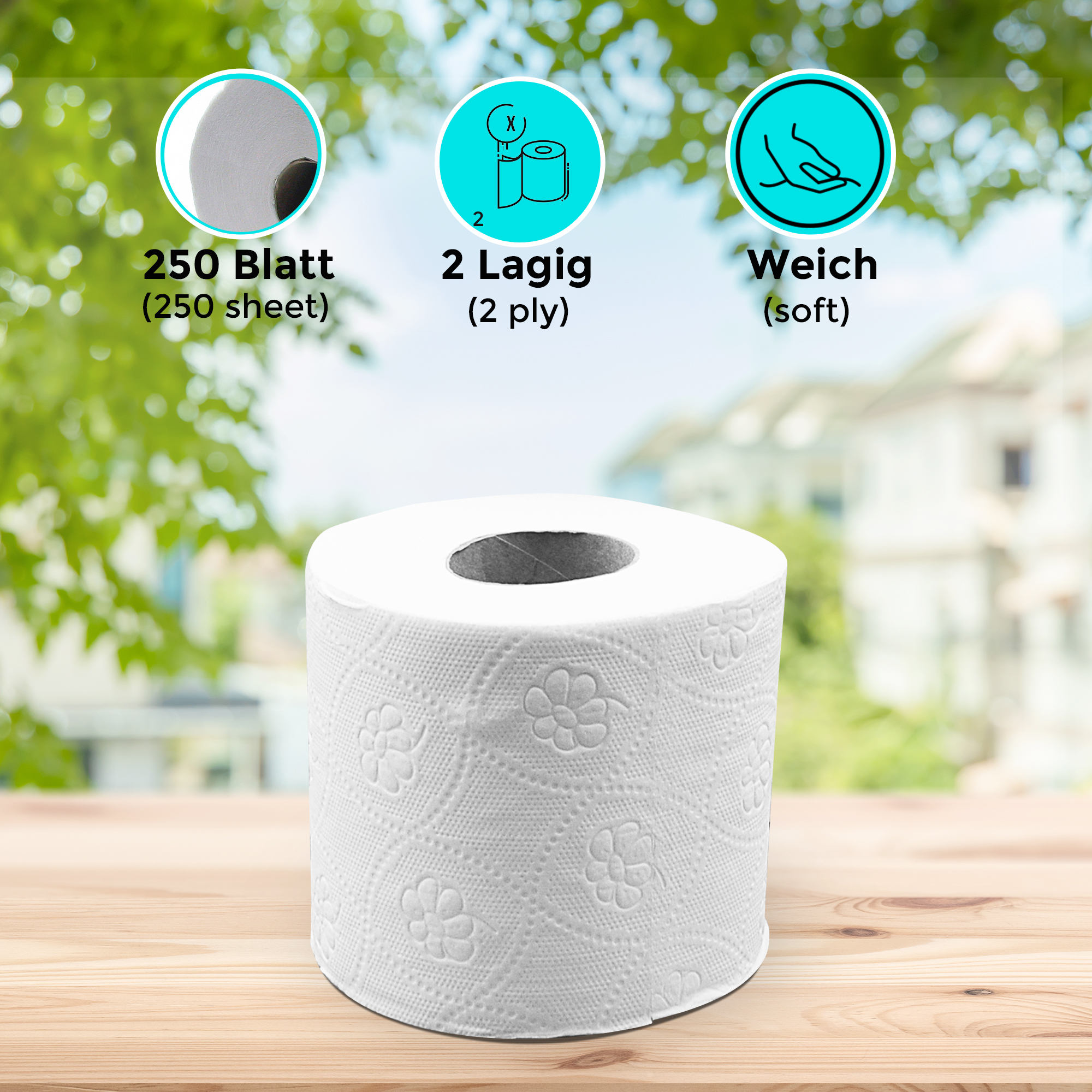 Vella Toilettenpapier 2-lagig Zellstoff 250 BLATT Weiß FSC® Weich