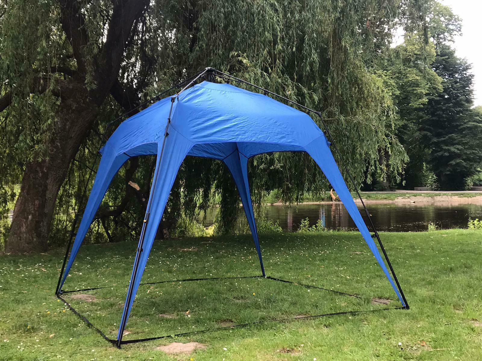250 x 250 x 190 cm Campingzelt Outdoor Faltbar Pavillon Gartenzelt + 1 Seitenteile Tasche&Herrringe Blau oder Schwarz