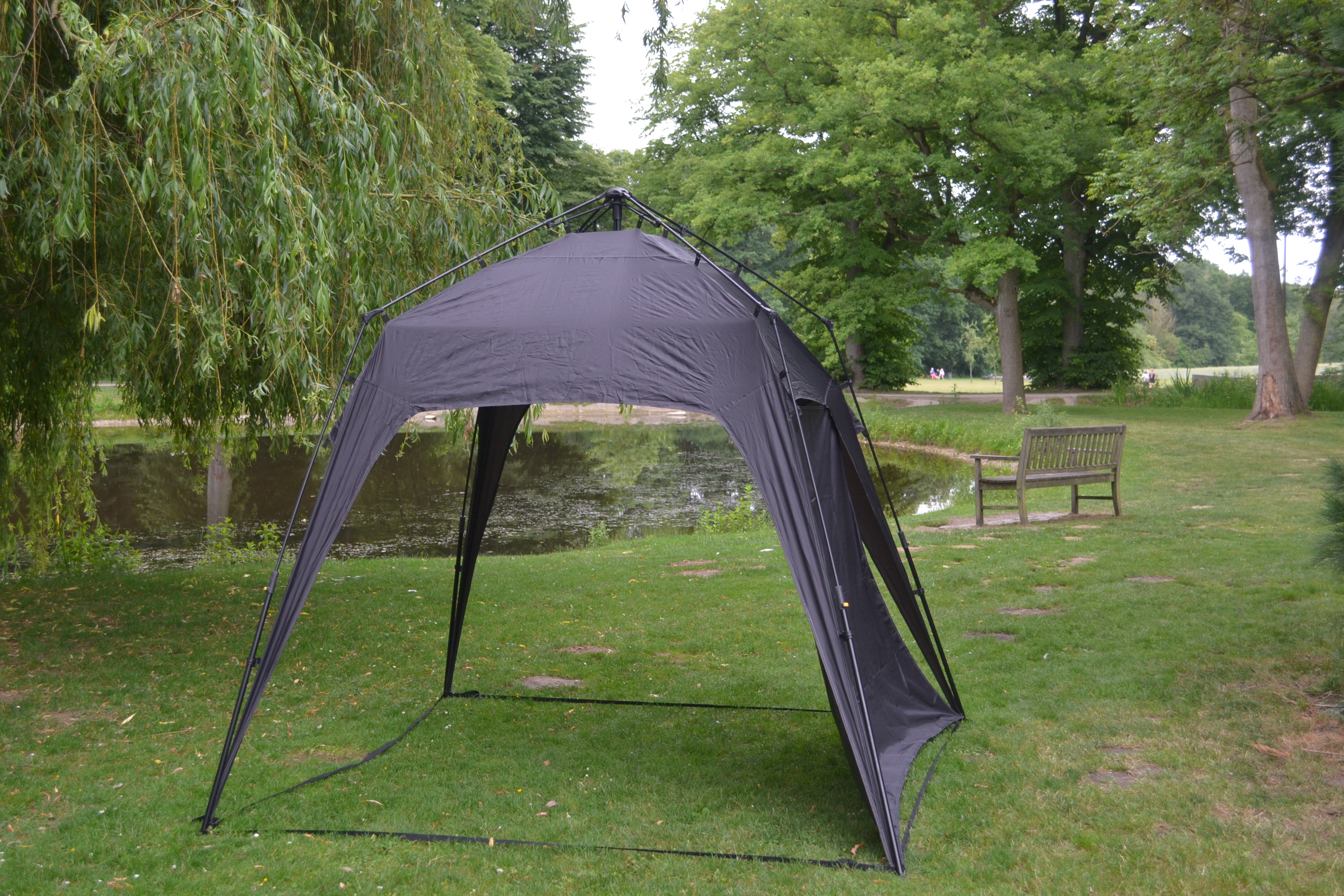 Campingzelt Outdoor Faltbar Pavillon Gartenzelt + 1 Seitenteile Tasche&Herrringe Schwarz DF-10134